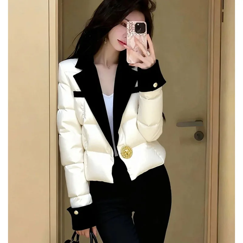 

Beautiful Cotton Coat for Women 2025 New High-end Small Fragrance White Cotton Jacket Autumn Winter Jacket Short Cotton Clothing