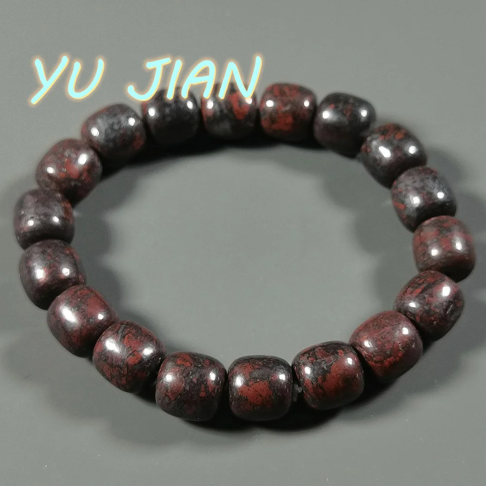 New Golden Thread Jade Old Shape Bead Apple Hetian-jade Bead Bracelet Natural Color Jadeite Bangle Handring Quality Fine Jewelry