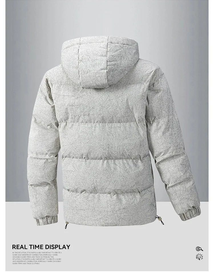 Autumn Winter Solid Puffer Jacket Men's Thick Warm Casual Outerwear