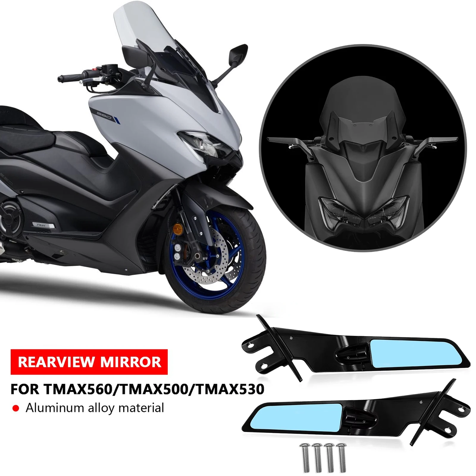 

Для T-MAX 500 04-12 TMAX 530 12-19 T-MAX 560 2020 Зеркало заднего вида для мотоцикла Невидимое зеркало заднего вида Спортивное крылышко с ветровым крылом