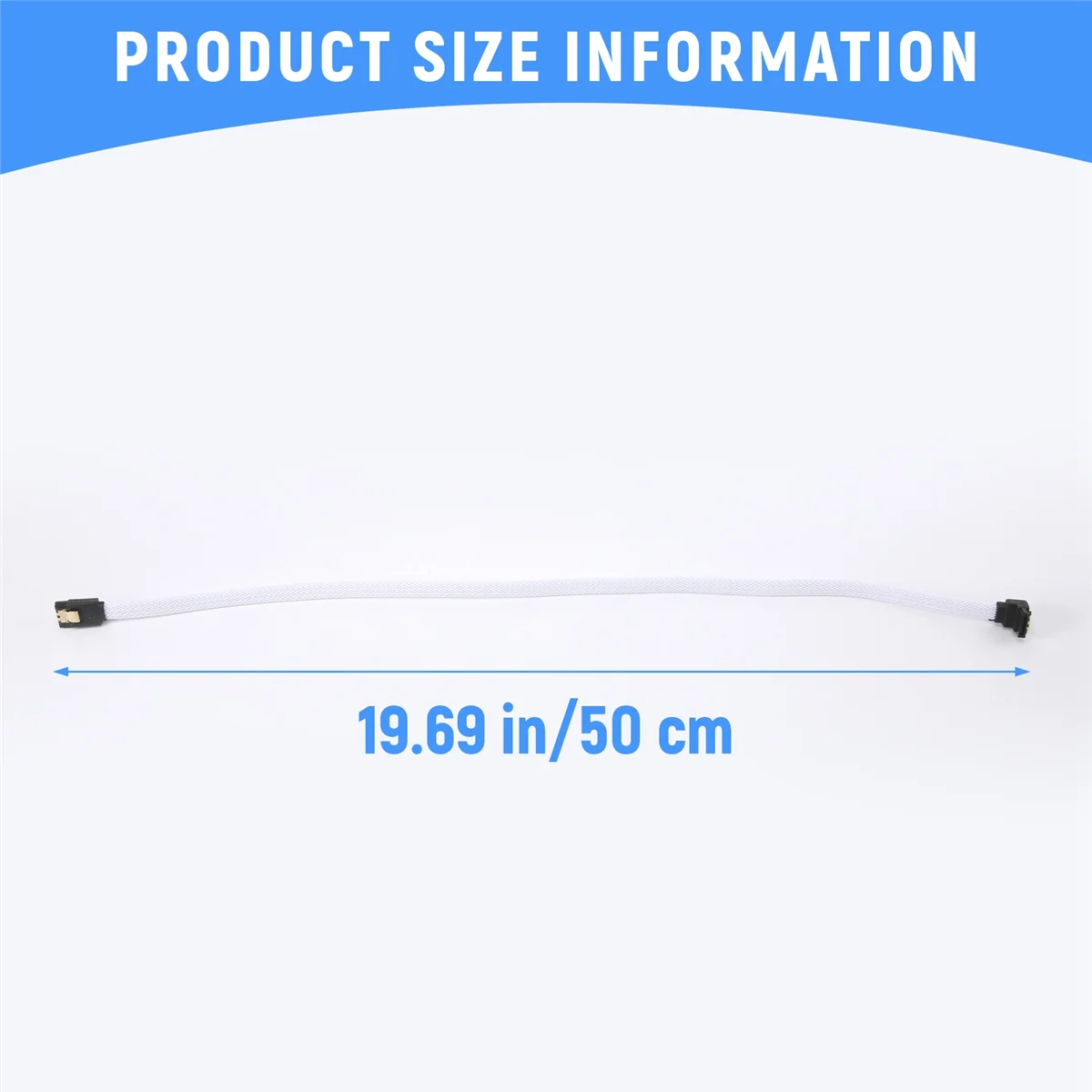 AT77 50CM SATA 3.0 III SATA3 7pin Data Cable Right Angle 6Gb/s SSD Cables HDD Hard Disk Data Cord with Nylon Sleeved(White)