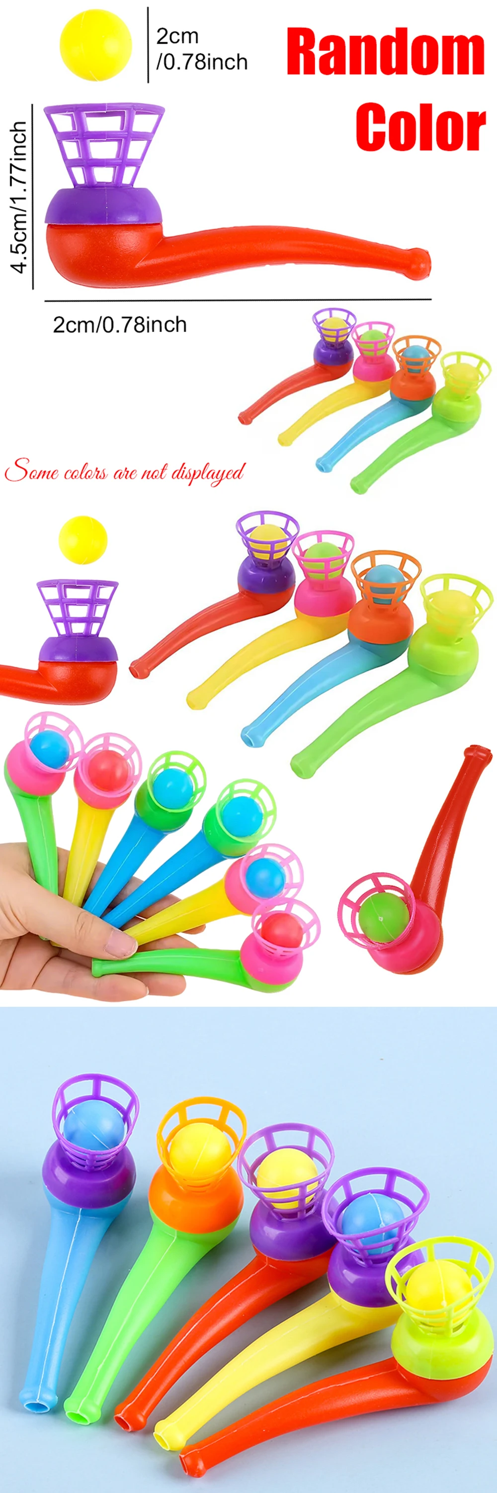 6/12 Stück Zufällig Gemischte Farben Schwimmende Bälle Plastik-Blasrohr Gleichgewichtstrainings-Requisiten Geeignet für Party-Spiele und Belohnungen ZYF – Detail 1