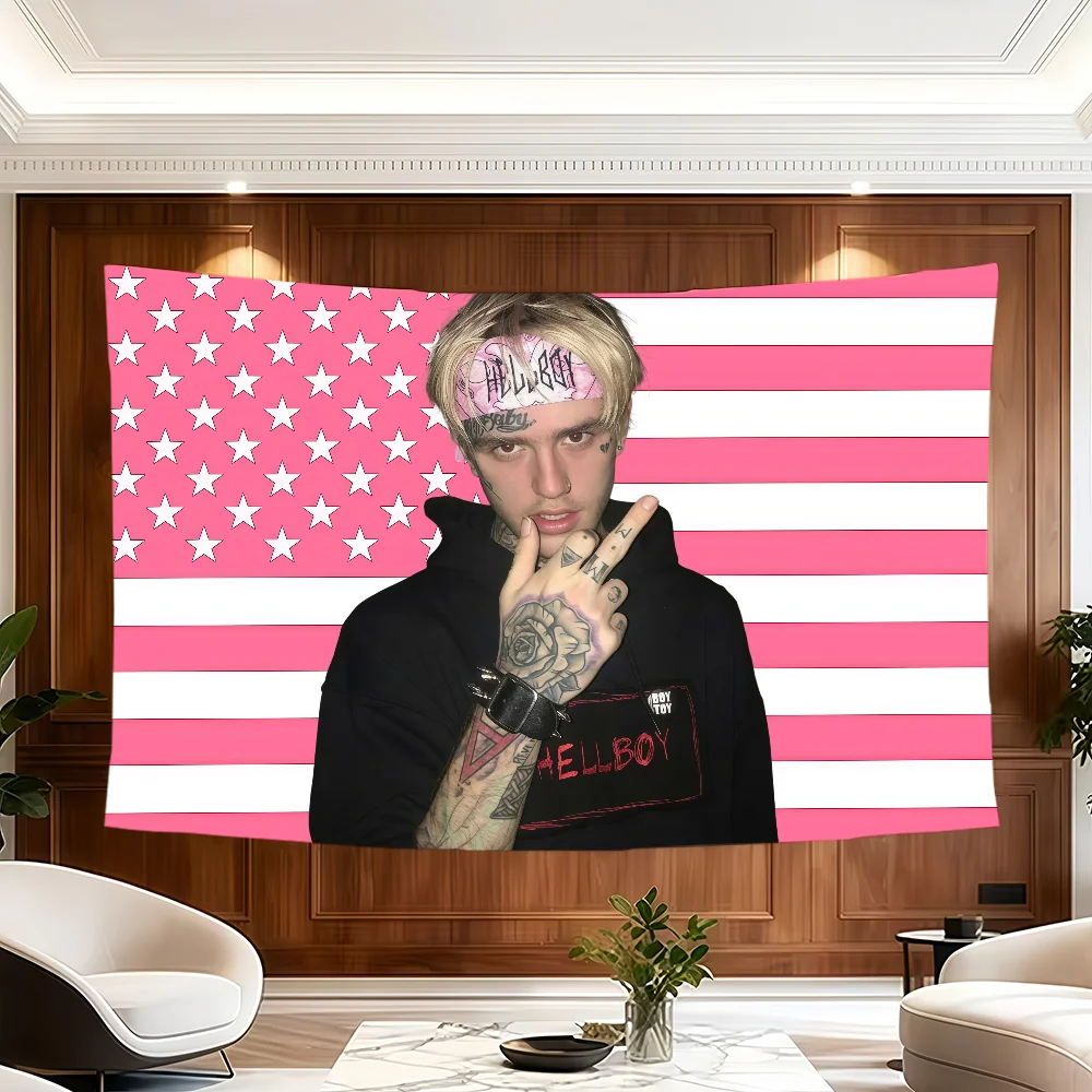 Rapper L-Lil Peep flag Room Decoration Wall Tapestry Hanging Aesthetic Bedrooms Advertising Banner