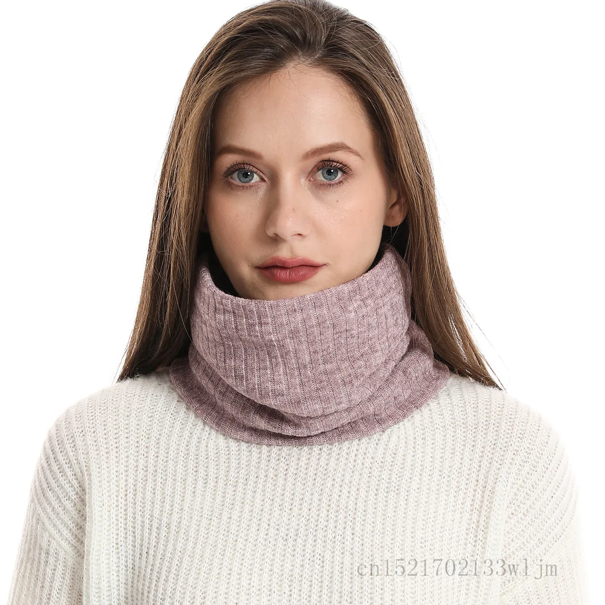 Solid Cashmere Plush Warm Winter Ring Scarf Women Men Knitted Full Face Mask snood Neck Scarves Bufanda Thick Muffler 2024 New