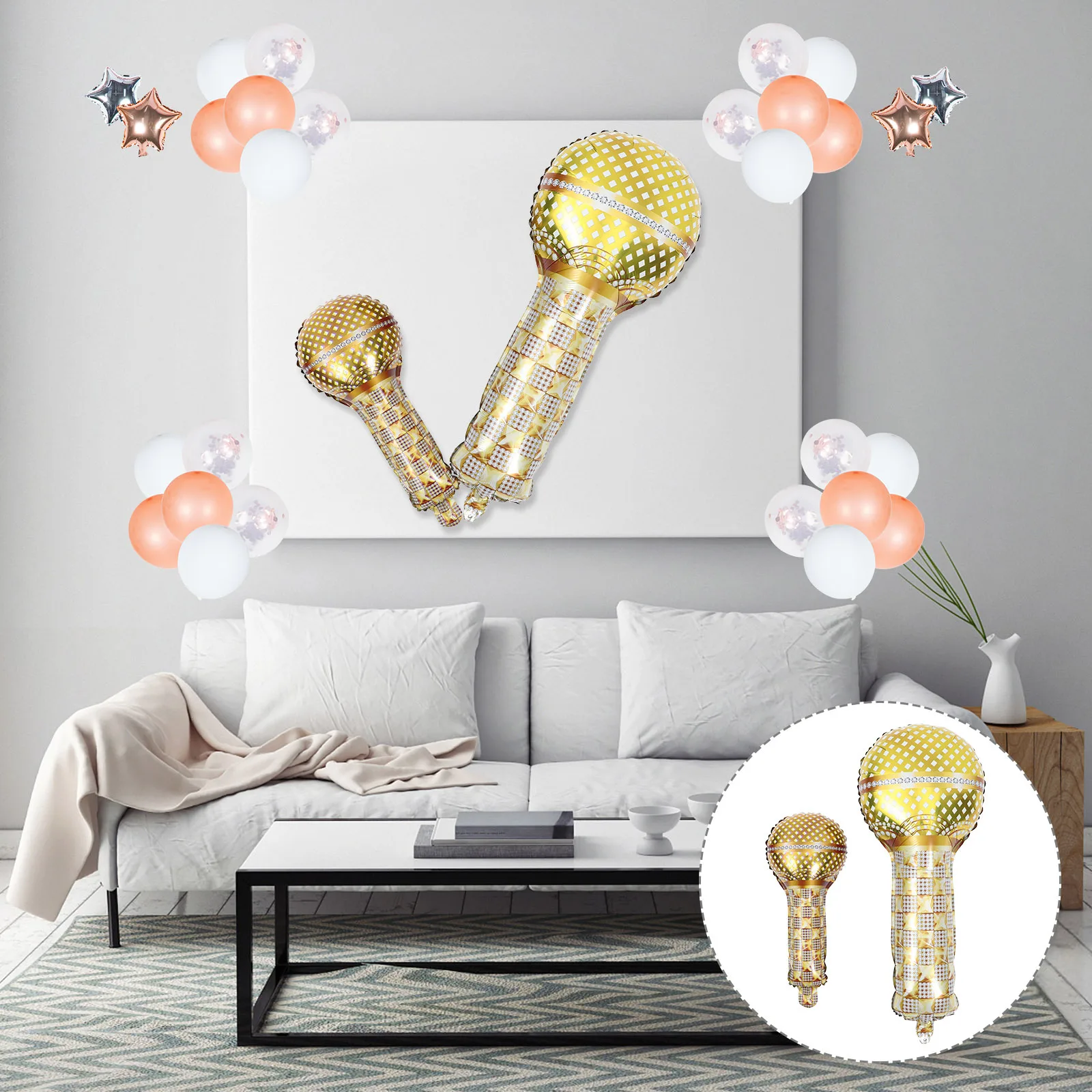 

6Pcs Microphone Balloons Aluminum Foil Foil Balloon Party Favor Birthday Wedding Shower Celebration Decoration