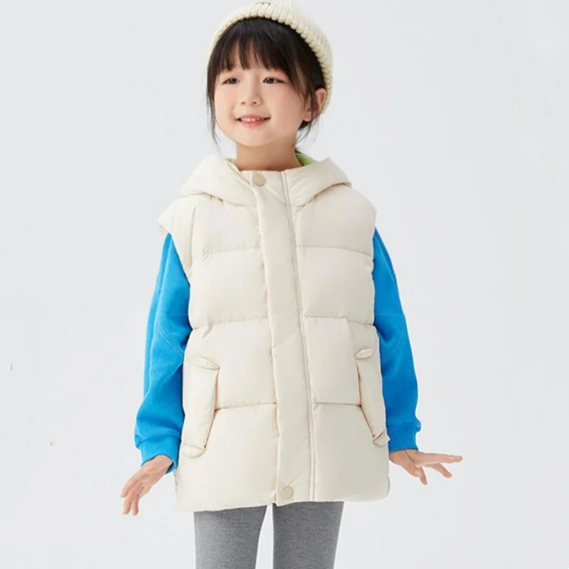 Boys Vest Baby's Kids Waistcoat Down Jacket 2024 Blue Warm Plus Thicken Winter Autumn Teenagers Windproof Christmas Gift Childre