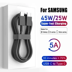 45W Super Fast Charging Cable For Samsung Galaxy S20 S21 S22 S23 Ultra Plus USB Type C Cables A54 A53 A33 A13 Note 20 10 Plus