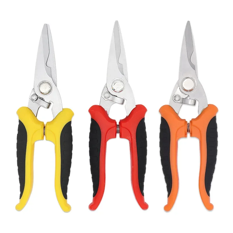 Household Bypass Garden Thickened Stainless Steel Sawtooth Type Blade Pruning Shears PP+TPR Soft Anti-Slip Grip Pruner Scissors