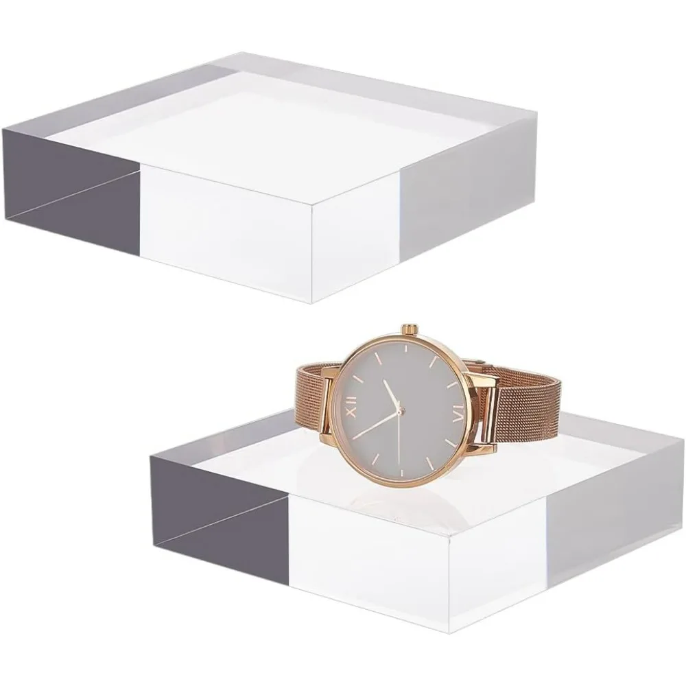 

2pc 1" H x 4" W x 4" D Clear Acrylic Cube 2 Pack Polished Acrylic Square Square Polished Edge Display Base for Display Stands