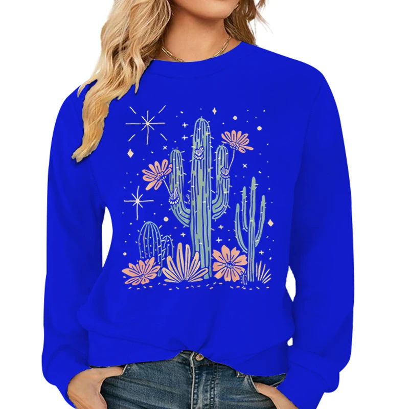 Cactus Floral Design Women Sweatshirt Graphic Spirit Galatians Faith Woman Clothing Flower Cactus Print Fashion Woman Sweatshirt