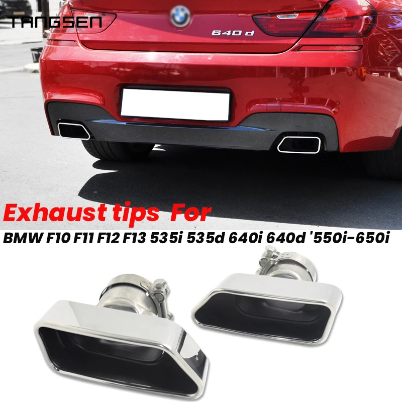 For BMW F10 F11 F12 F13 535i 535d 640i 640d 550i 650i Car Exhaust Tips Square Muffler Tip Nozzle Exhaust System Tailpipe