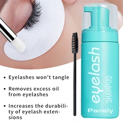 100ml Eyelash Extension Shampoo Cleaning Kit Lash Deep Cleansing Mousse Makeup Glue Mascara Fast Removal Foaming Wash 2 Brushes