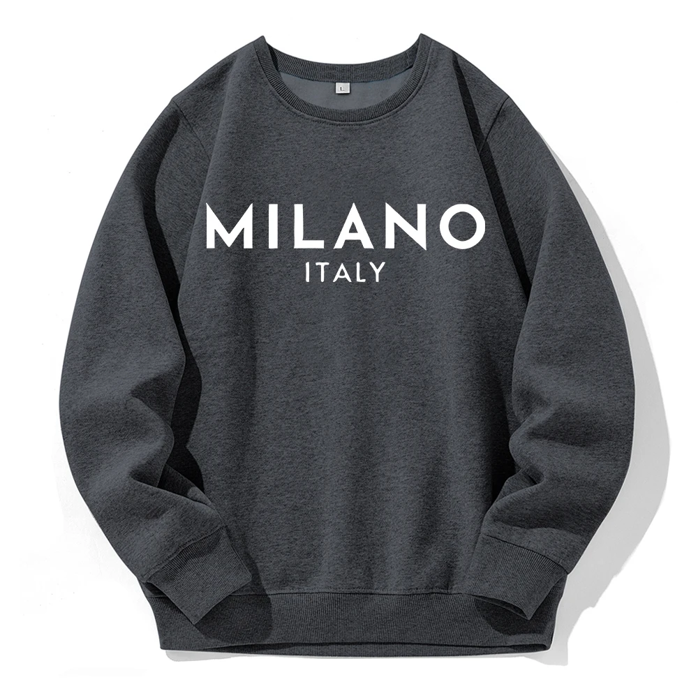 Milano Italy Design Printing Sweatshirt Men Fashion Comfortable Clothes Simple Casual Sportswear Autumn Fleece Loose Streetwear