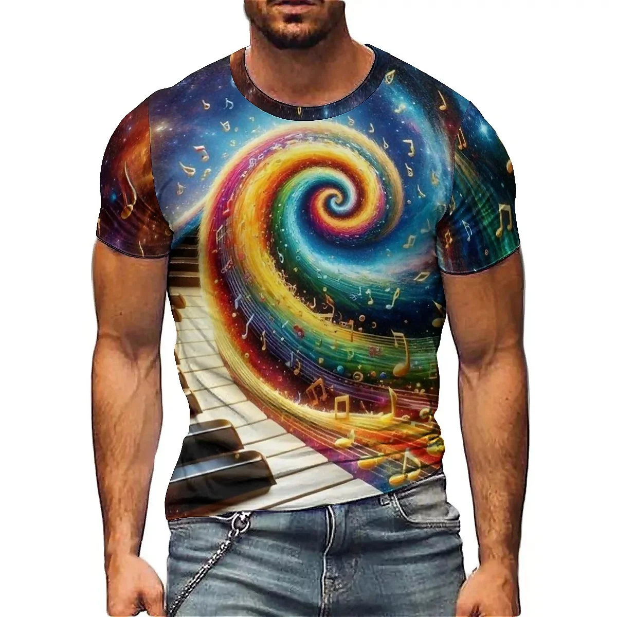 

Retro Men's 3D Printed Short Sleeve T-shirt Art Printed Design Business Casual Breathable Comfortable Fabric Gothic Dark Style C