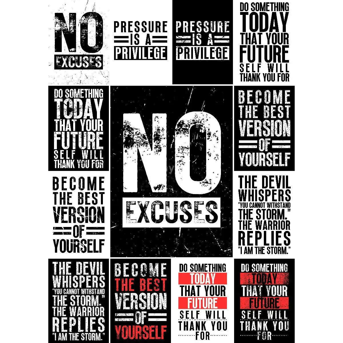 No Excuses Inspirational Poster  Motivational Culture Wall Art Print for Home  Office Decor