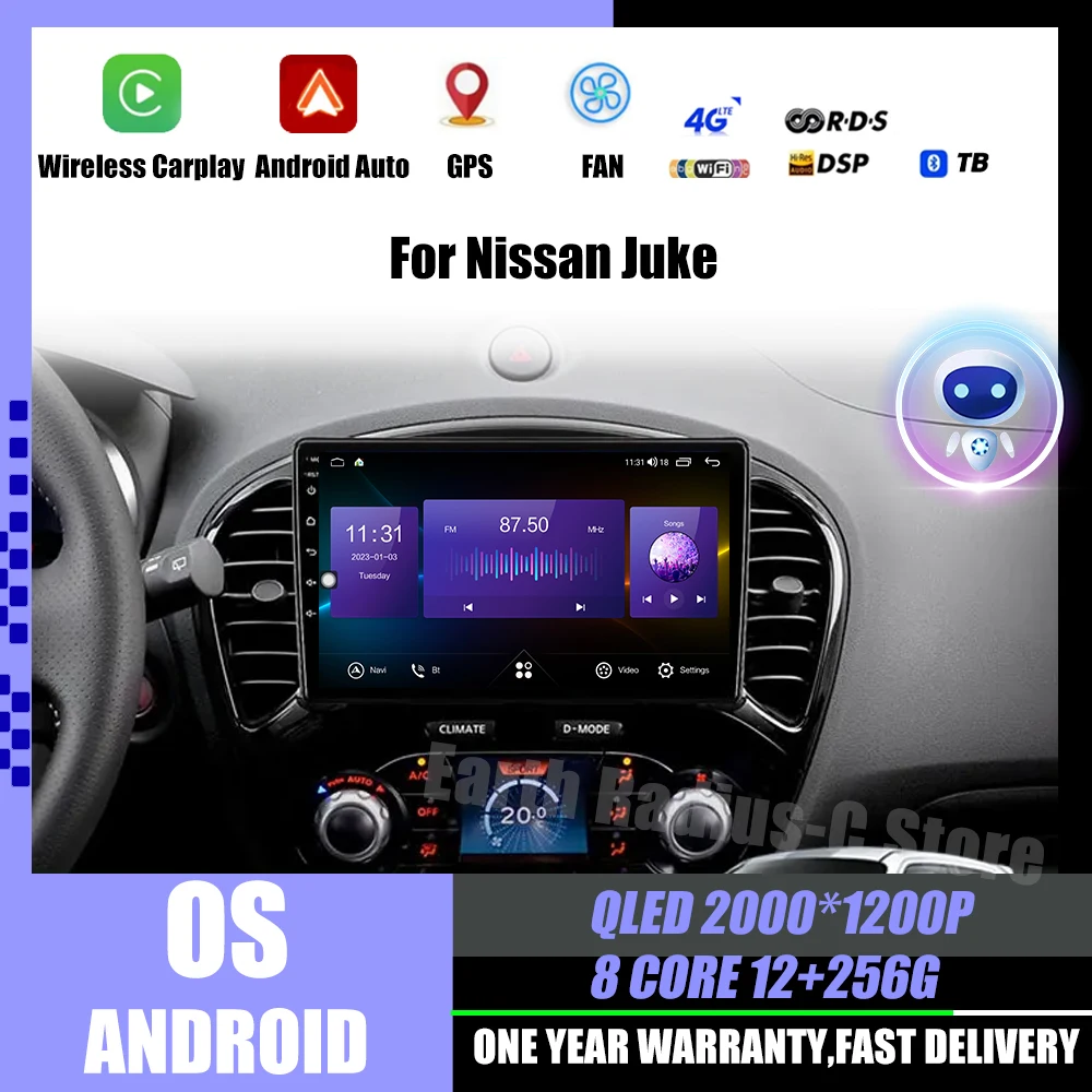

Car radio For Nissan Juke 2010 2011 2012 2013 2014 Wireless Carplay Car Multimedia Player Android Auto WIFI 4G DSP NO 2 Din