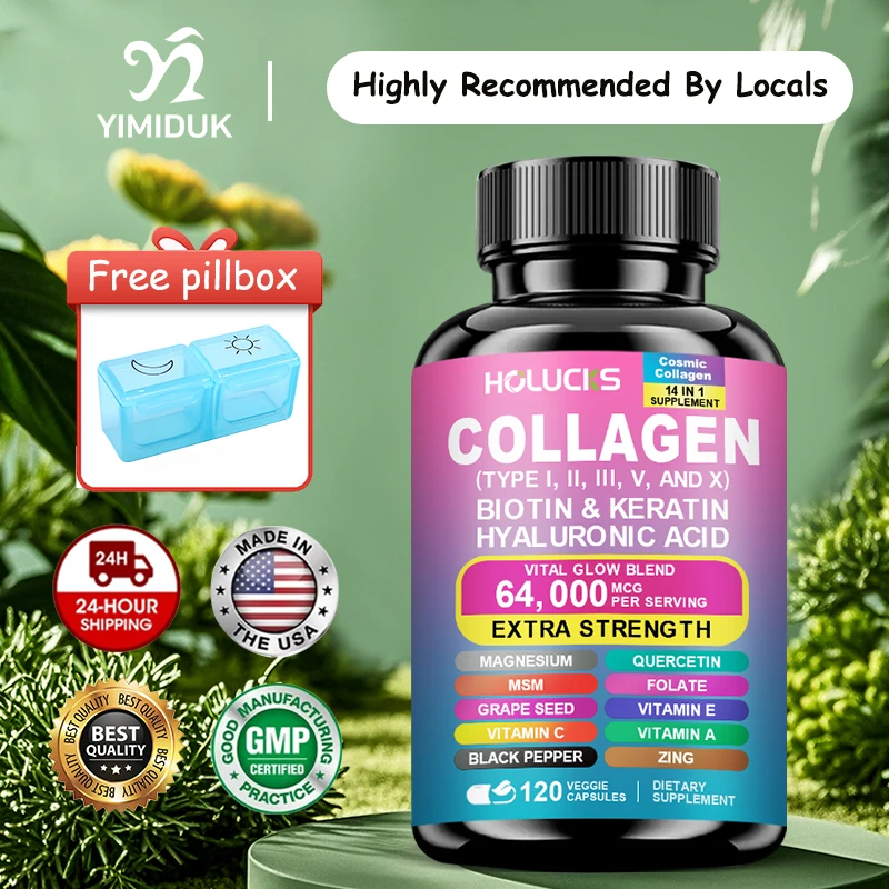 

Pure Collagen Capsules, with Quercetin, Support Enhances Skin Barrier, Reduce Fine Lines & Improve Skin Elasticity, Gluten Free