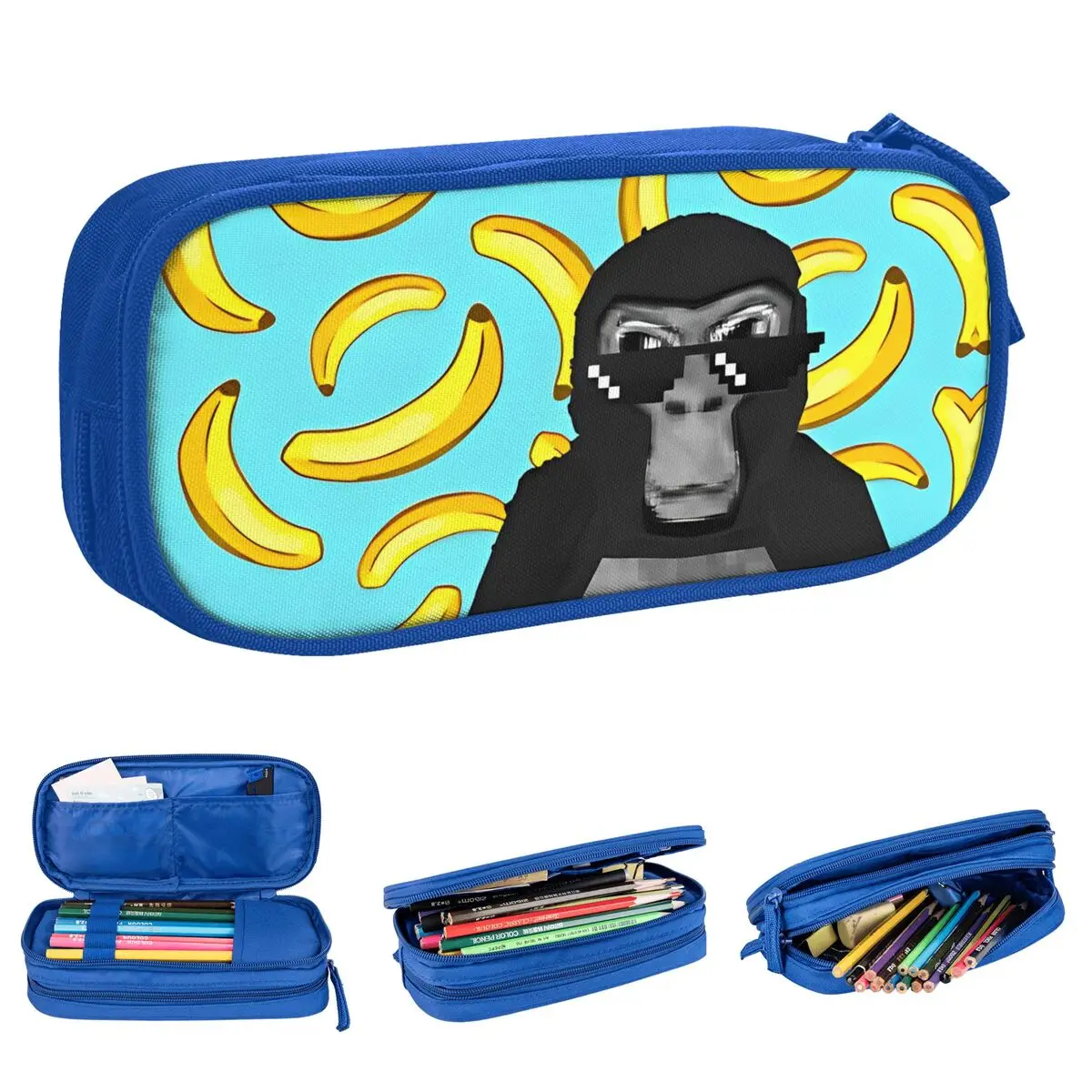 Gorilla Tag VR Gamer Monkey Mosaic Pencil Cases Fashion Hot Games Pen Box Bags Girl Boy Large Storage Office Gifts Pencilcases