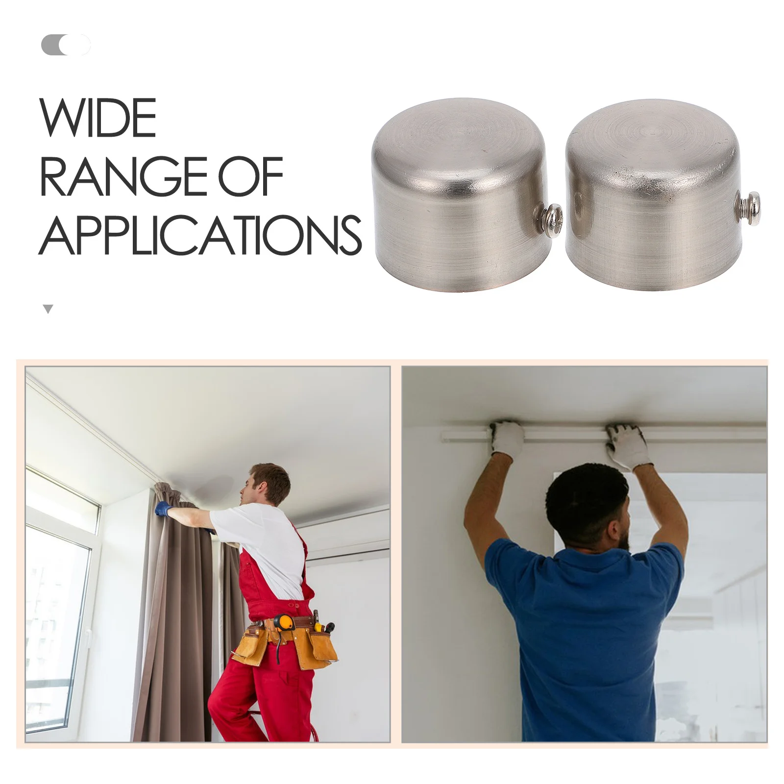 2 قطعة 28 مللي متر قبعات قضيب الستارة الفضة تصميم بسيط مناسبة أي ستارة سهلة التركيب إزالة نافذة قضيب مجموعة فينيال الفضة