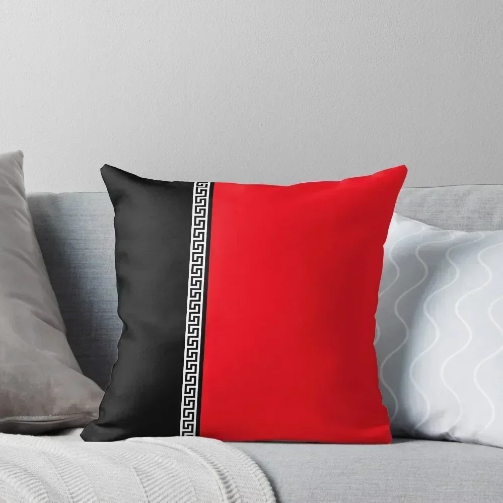 

Greek Key Verticle - Black and Red Throw Pillow Decorative pillowcase Decorative Cushions For Living Room luxury covers pillow