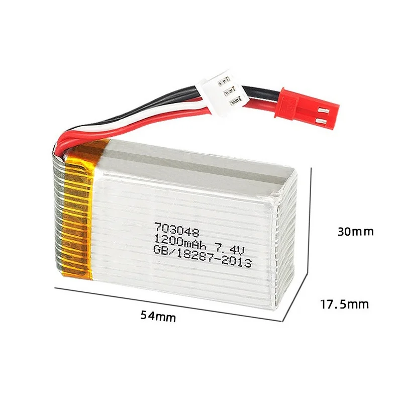 Lipo Batterij 2S 7.4 V 1200Mah 703048 Voor Mjxrc X600 Rc Drone Onderdelen 2S 7.4 V li-Ion Batterij Met Jst Plug