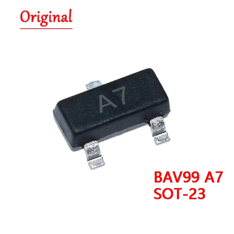 50PCS BAV99 BAV70 A7 A7W SOT-23 0.2A/70V SOT23 SOT SMD new and original IC Chipset