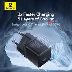 Baseus 30W GaN Fast Charger For iPhone 16 15 14 13 Type C Phone Charger Support PD QC PPS Quick Charging For Laptops Smartphones