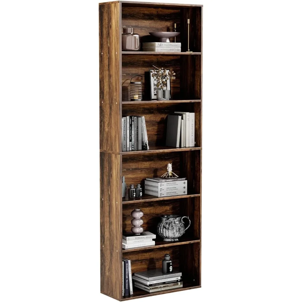 

70.8" Tall Bookcase, 6-Tier Open Display Storage Shelves, Floor Standing Large Book Shelf for Living Room, Home Office