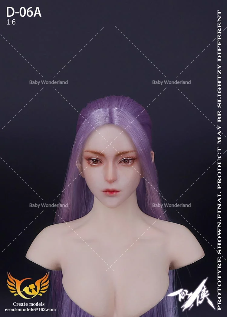 Createmodels D-06 1/6 escala jogo cabelo longo lmmortal heróico cabeça feminina escultura acessório modelo caber 12 ''fêmea ph figura de ação