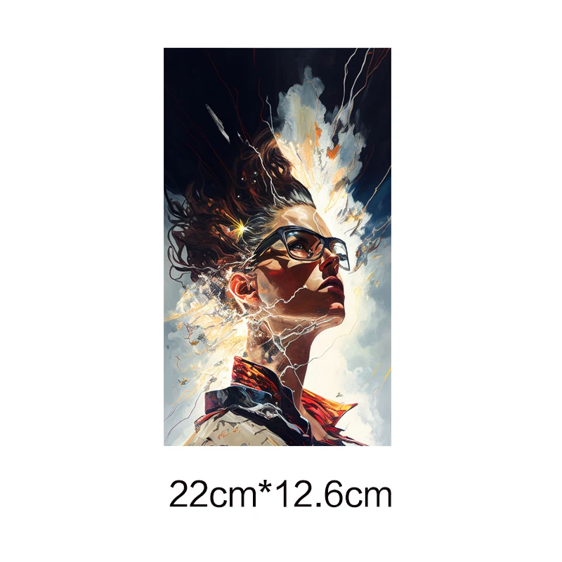 Fashion Poster Style Beauty and Starry Sky DTF Heat Sticker Transfer Clothes Ironing On DIY T-Shirt Washable Vinyl Patch Iron On