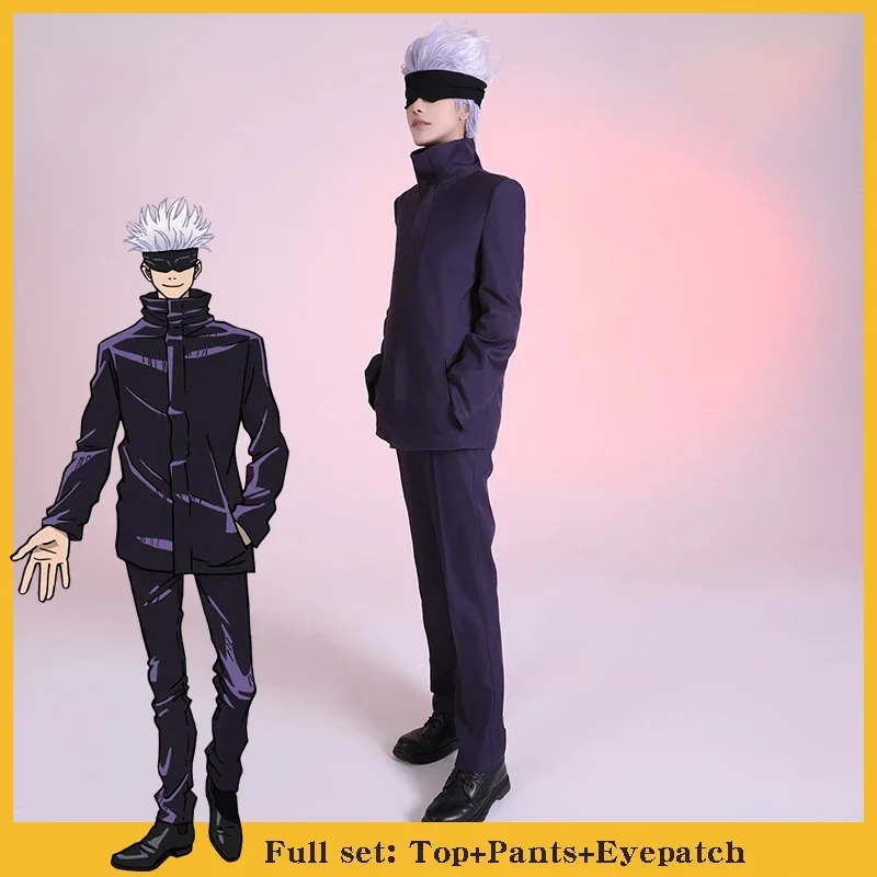 

Gojo Satoru Cosplay Costume Men Women Outfits Fancy Suit Top Pants Eyepatch Halloween Carnival Uniforms