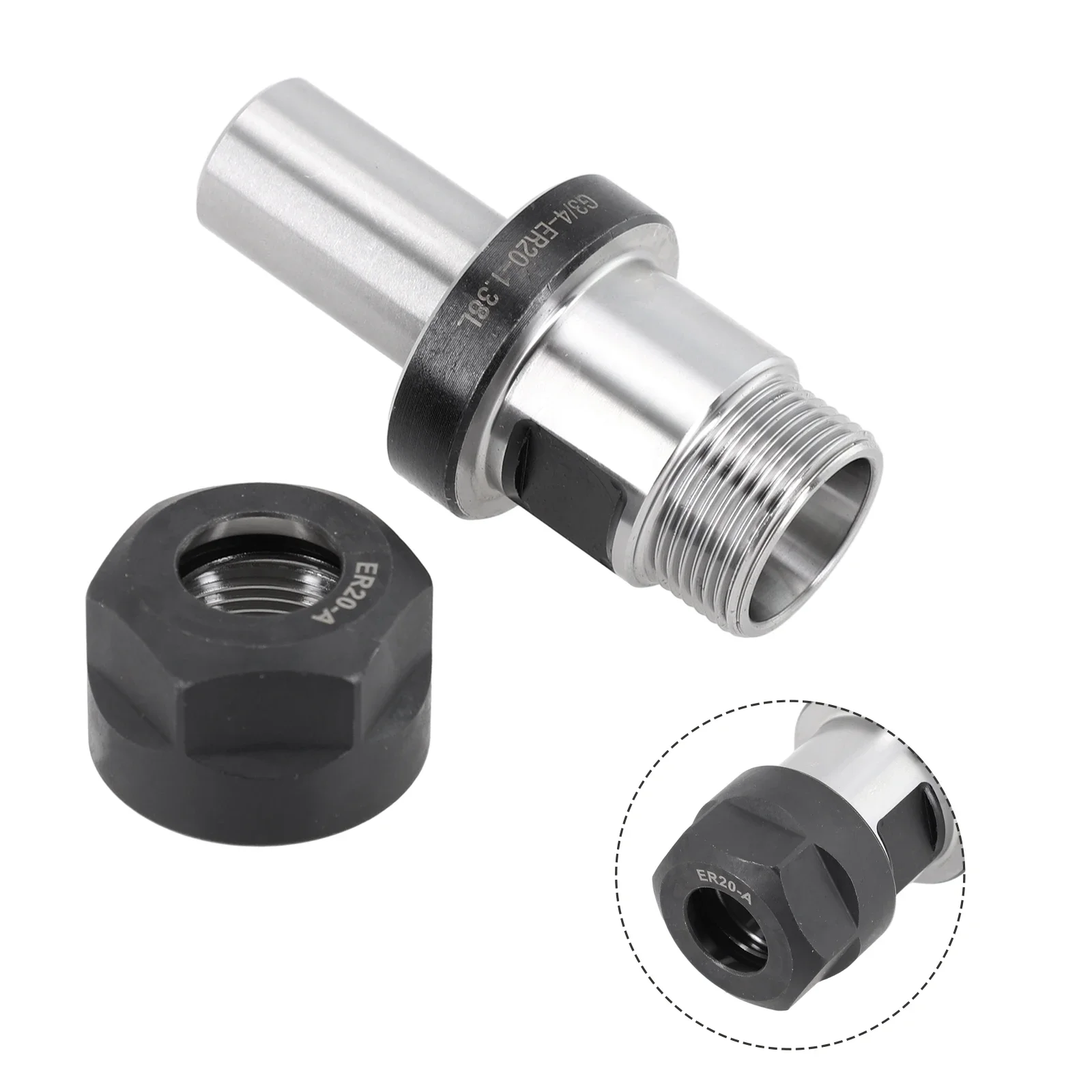 

TTS 34 Straight Shank ER20 Collet Chuck Precision Knif e Specification 1 38 Length Compatible with ER20 Chucks