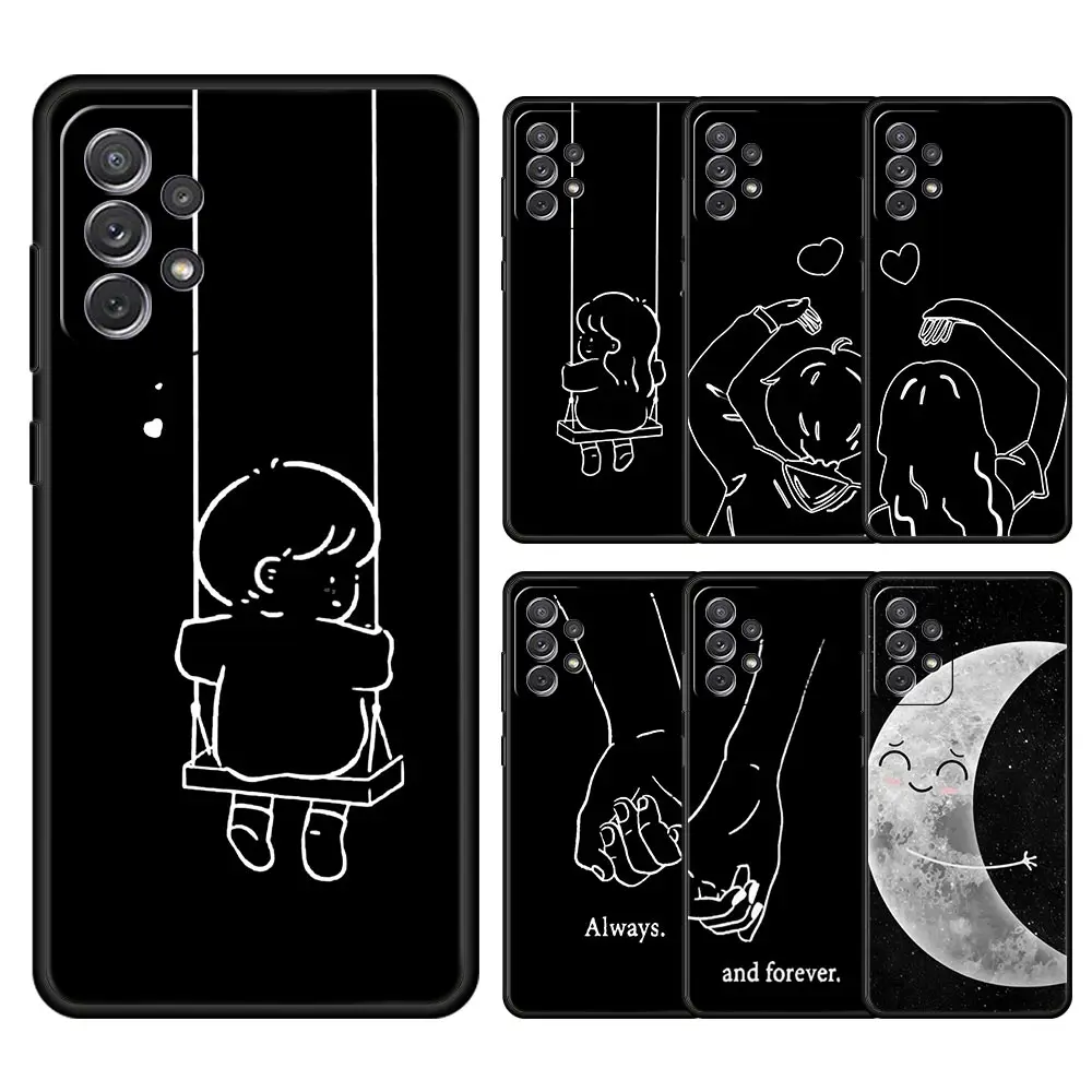 Coppia Cartoon Aesth sun moon Cassa Del Telefono Per Samsung A35 A55 A15 A13 A51 A71 A41 A31 A21S A03S A05 A23 A25 A33 A53 A73 5G Copertura