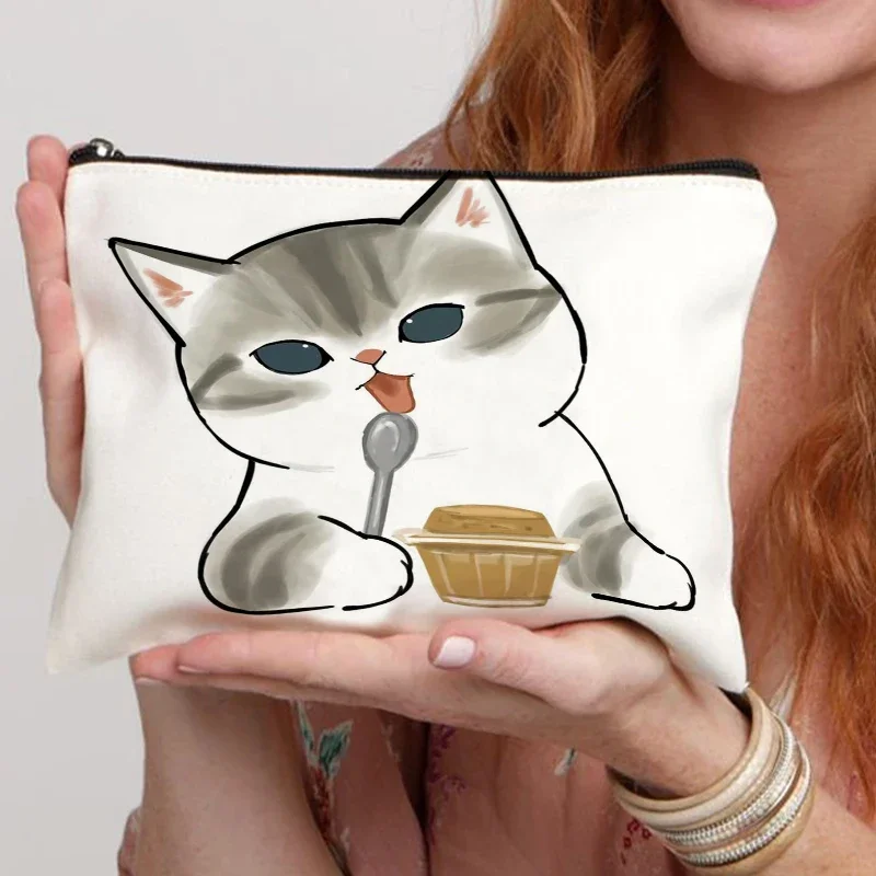 Bonito Gato Dos Desenhos Animados Cosmetic Pouch Maquiagem Bolsa Bolsa Organizador De Viagem Neceser Cosmetic Organizer Kawail Kitten Crianças Travel Bag