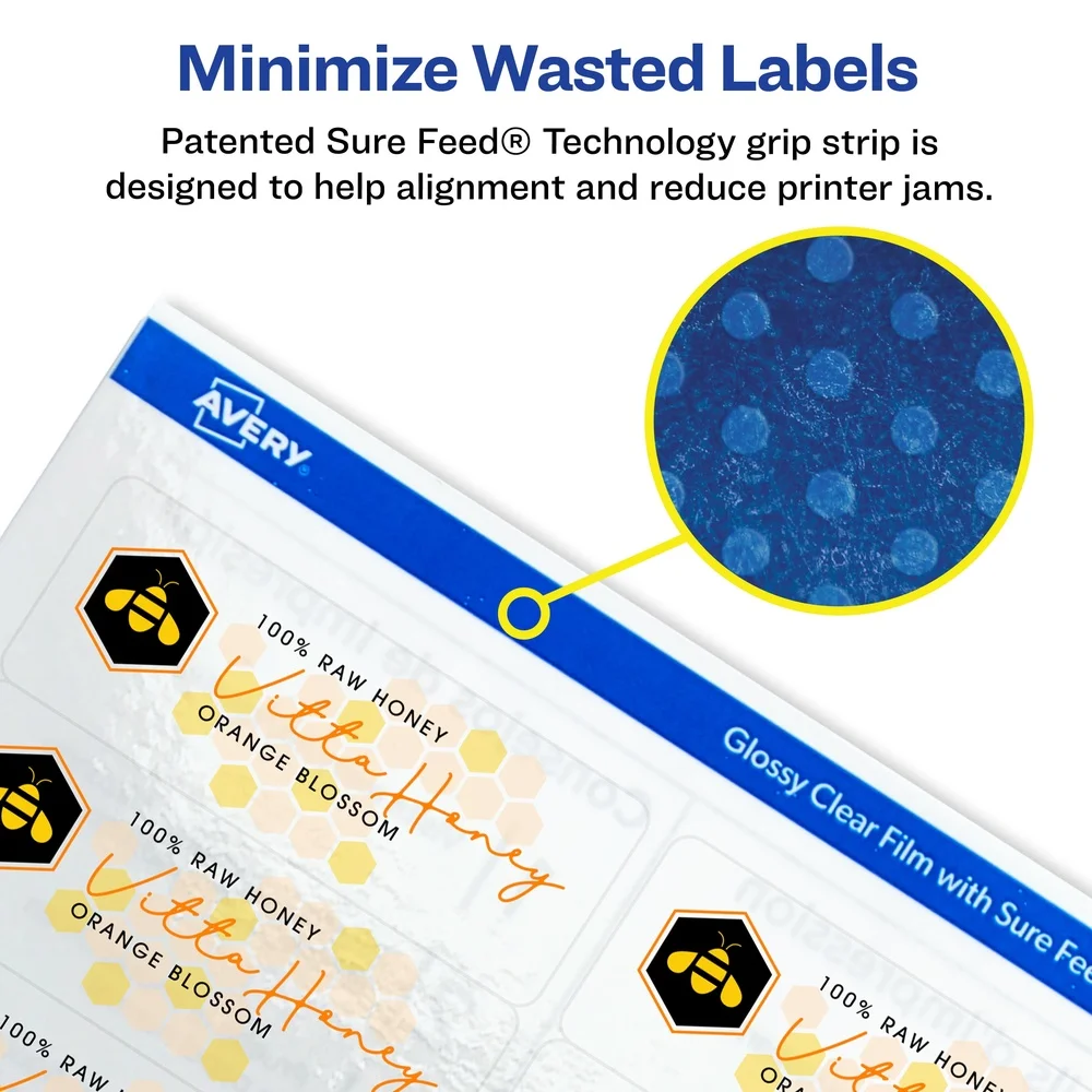 광택 있는 투명 주소 라벨 1x2-5/8 300ct 간편한 필 레이저 잉크젯 프린터 맞춤형 내구성 접착제 완벽한 다중