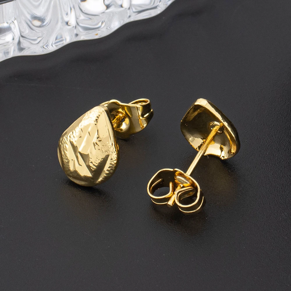Vintage-Ohrstecker für Damen, vergoldet, mit Herz-, Blumen- und geometrischen Mustern, halbperlenbesetzt, schöne Ohrstecker, Schmuck, Geburtstagsgeschenke, Partygeschenke – Detail 3
