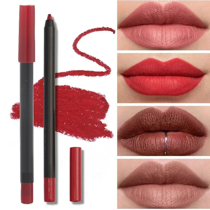 Lasting Nude Brown Lip Liner Pen Matte Lipstick Pen Waterproof Lips Makeup Women Sexy Red Non-stick Cup Lips Contour Cosmetics