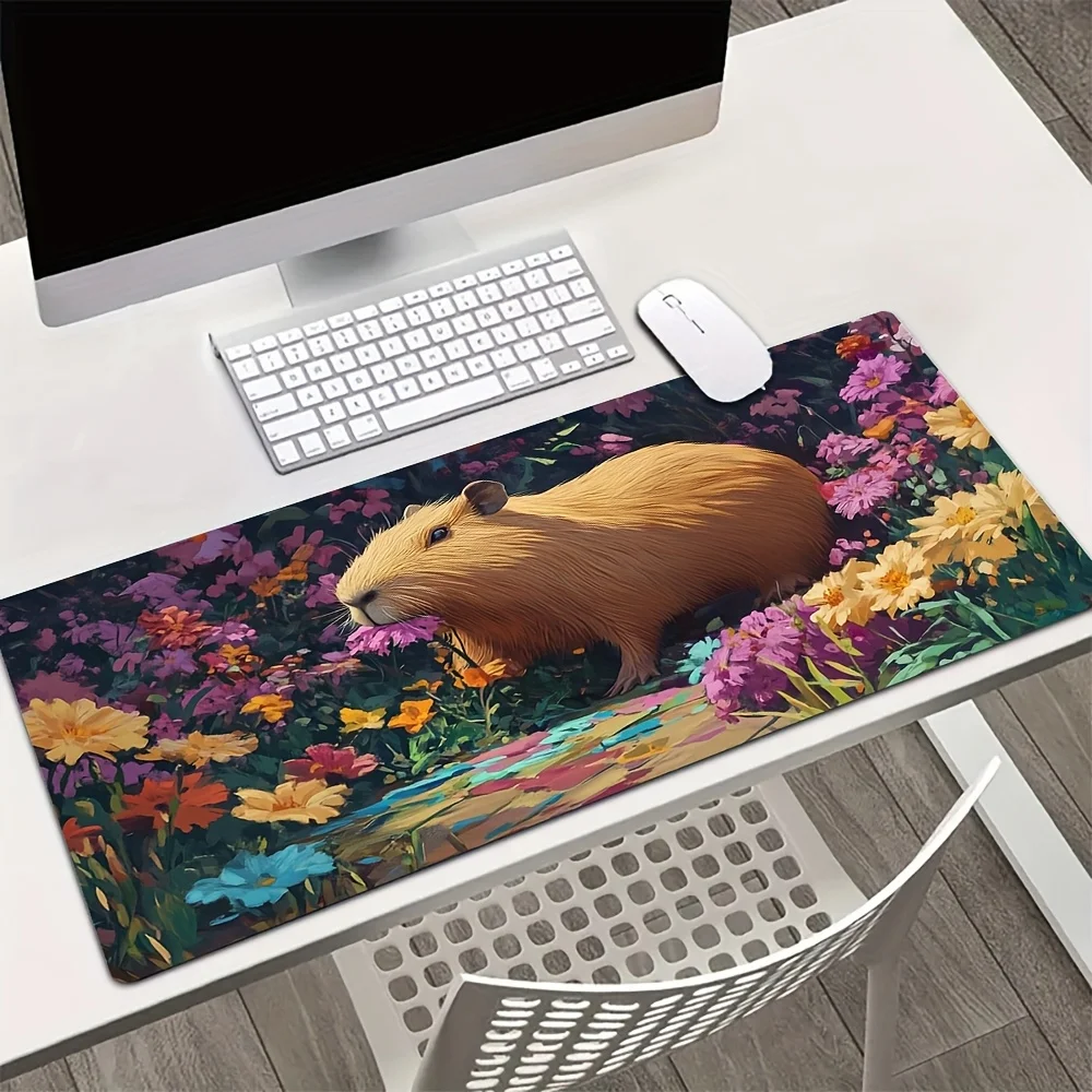 

Mouse pad is designed with an anti-slip rubber featuring random flowers, wild grass and water. It is suitable for office home