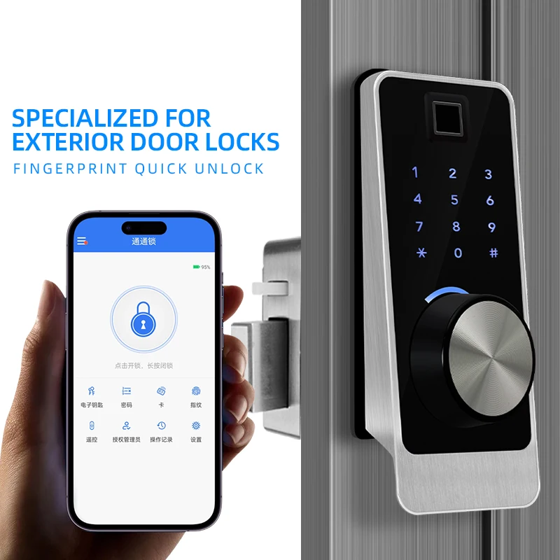 Smart Password Fingerprint Card TTLOCK APP Digital Lock Electronic Rim Door Locks Waterproof Outdoor Gate Lock