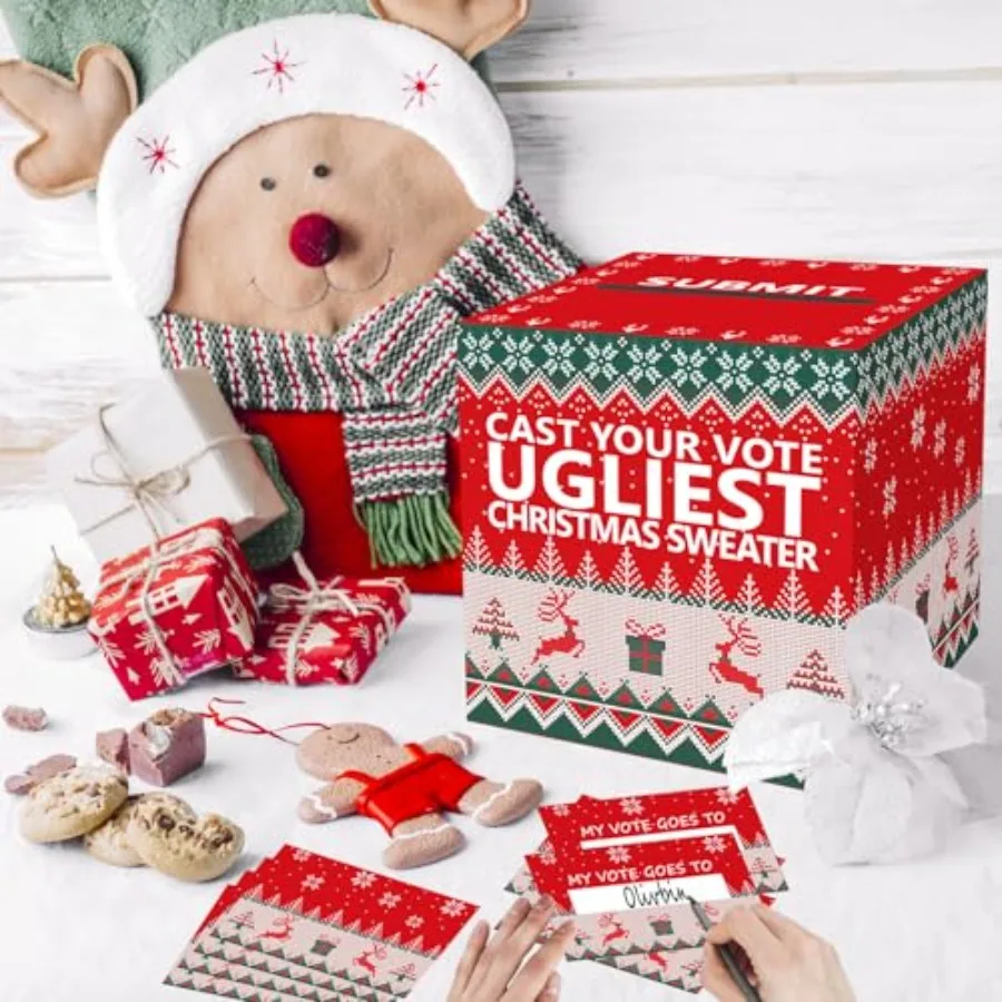 سترة قبيحة مسابقة صندوق الاقتراع مجموعة صناديق بطاقات التصويت بما في ذلك 50 بطاقة التصويت سترة المنافسة صندوق التصويت المستخدمة للمهرجان