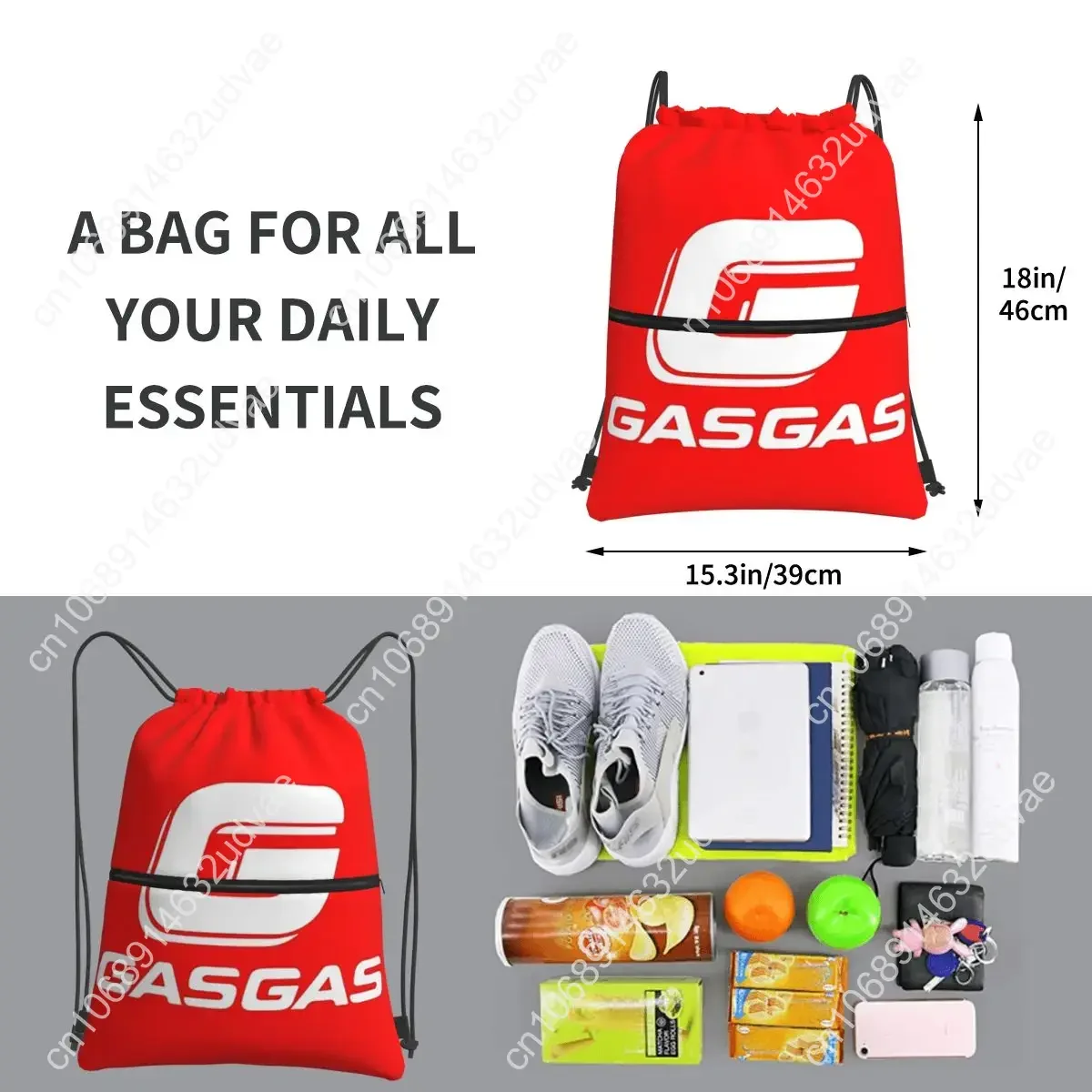 Gasgas Plaid Logo Portable Backpacks Drawstring Bag Fashion Drawstring Bundle Pocket Book Bags For School Students