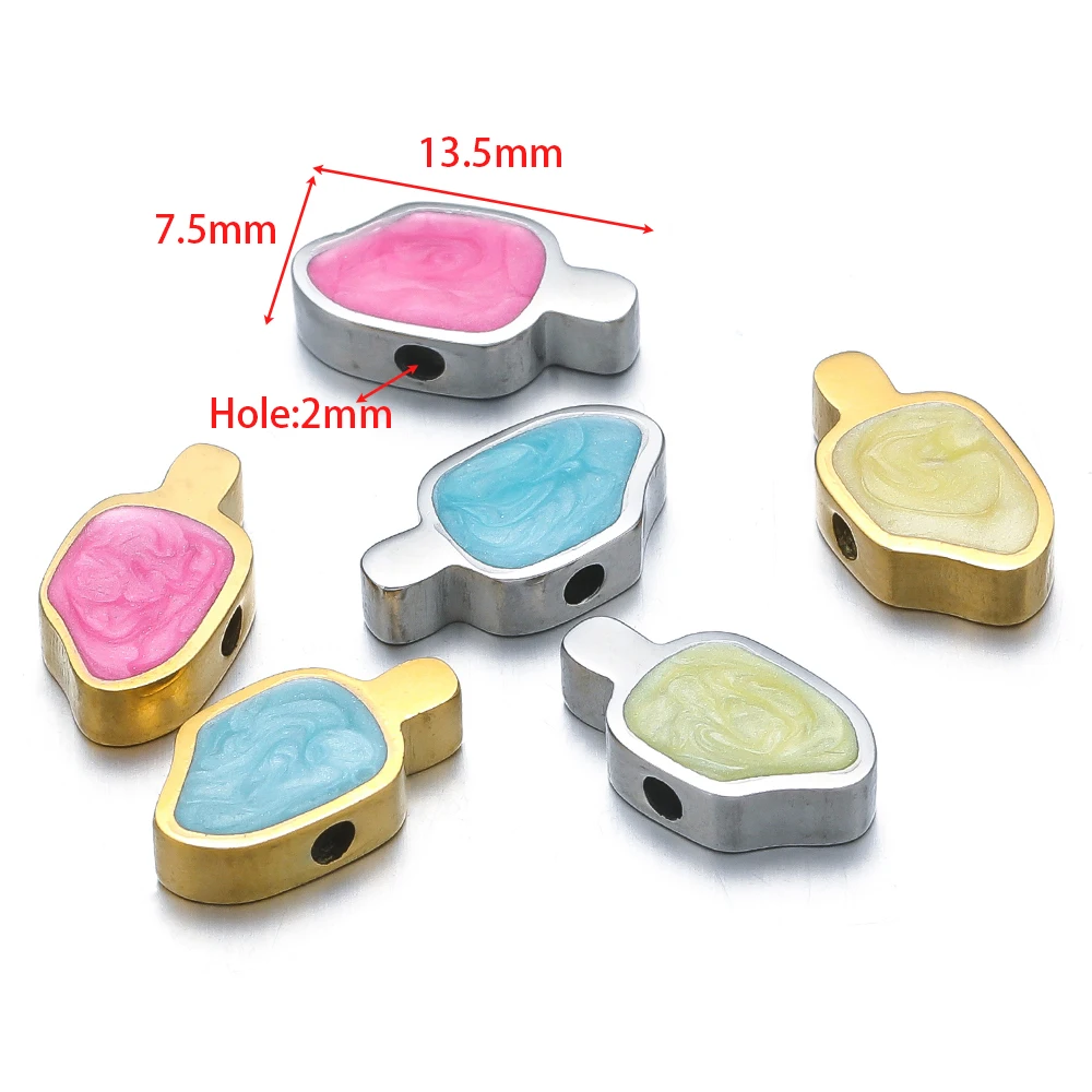 5pcs Stainless Steel Enamel Fish Shape Beads Spacer Bead for DIY Cute Bracelet Necklace Charms Making Jewelry Findings Wholesale