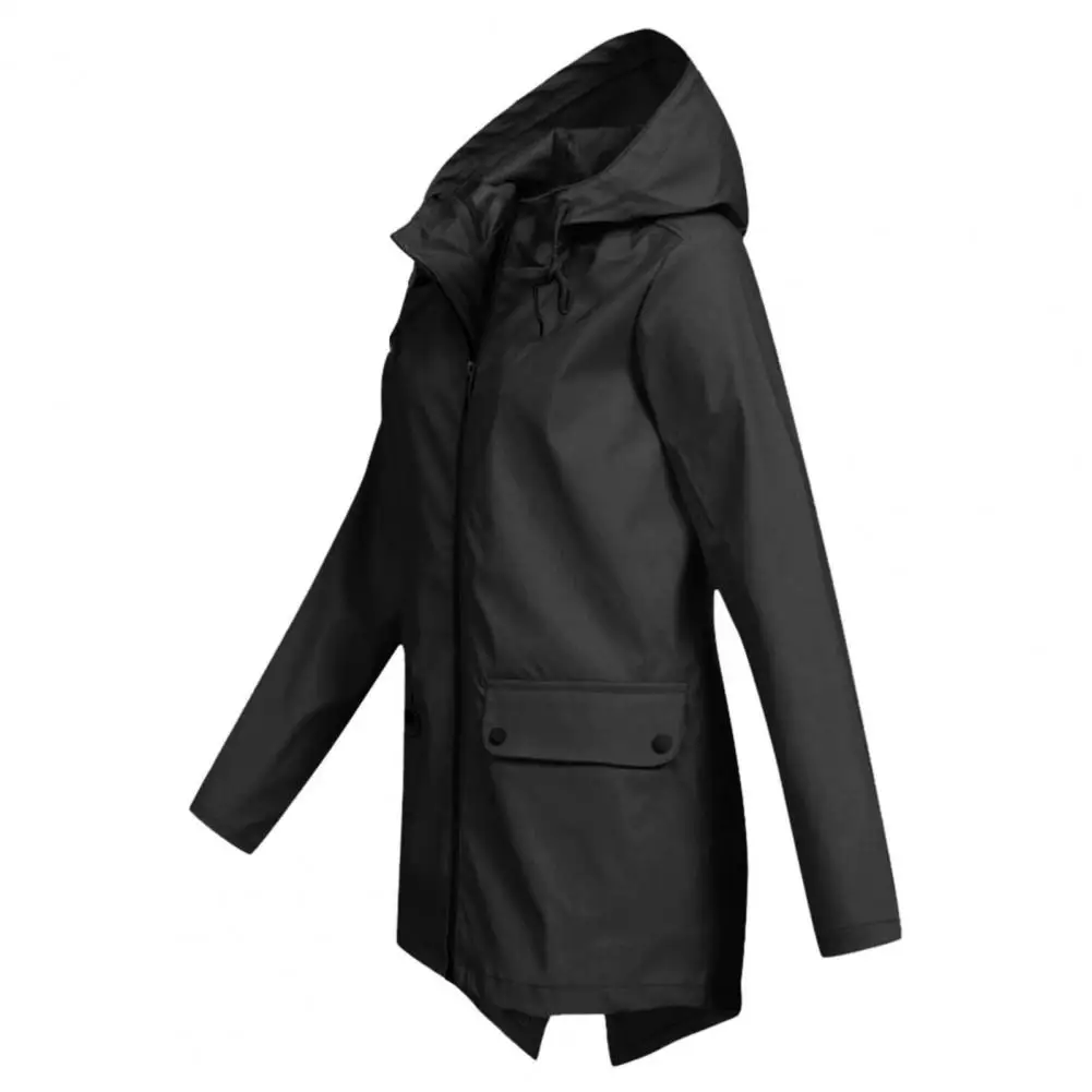 Women Fall Windbreaker Stylish Women's Windproof Hooded Coat with Drawstring Closure Patch Pockets for Fall Winter Outdoor Wear