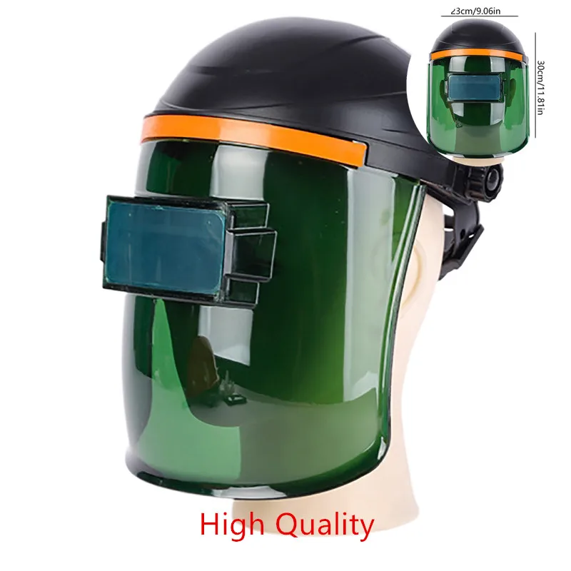 

1 шт., зеленый солнечный сварочный колпак с автоматическим затемнением и большим/малым просмотром экрана - безопасность на голову для шлифования