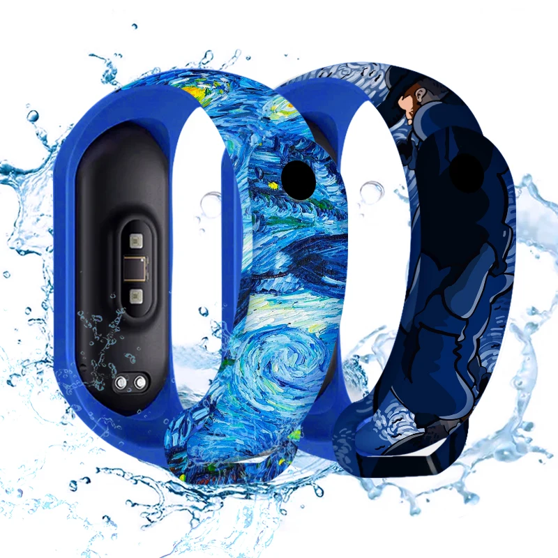 Van Gogh Printed Strap for Xiaomi Mi Band 7 6 5 4 3 Replaceable Bracelet Watchband Sport Wristband