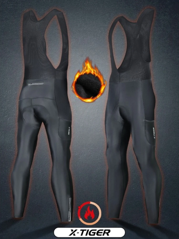 AliExpress X-TIGER Winter Bicycle Bib Pants Men 5D Padded Road Windproof Fleece Lined Cycling Tights Leggings Warm Cyclist Riding Bike Wear