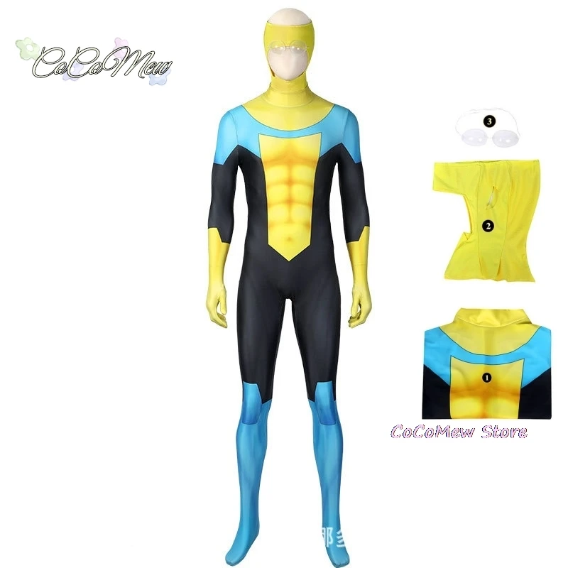 أنيمي الكرتون الذي لا يقهر مارك غرايسون تأثيري الرجال زي الذكور خارقة لعب الأدوار فانتازيا رجل هالوين كرنفال القماش تمويه