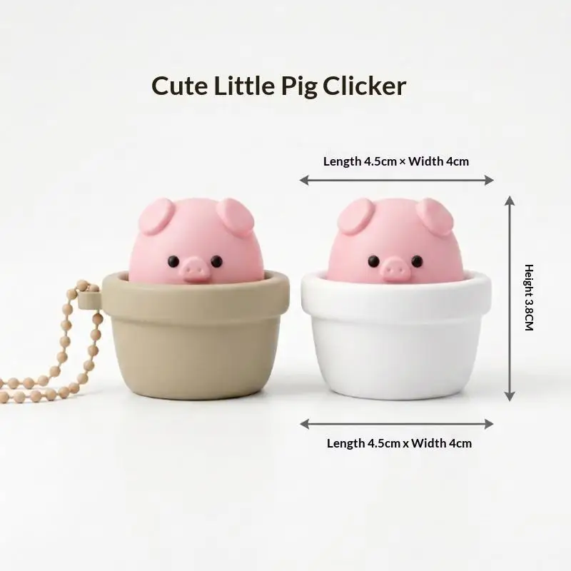 Niedlicher Schweinchen-Silikon-Clicker mit Stressabbau-Schlüsselanhänger, Rucksack-Dekoration, Fidget-Spielzeug – Detail 3