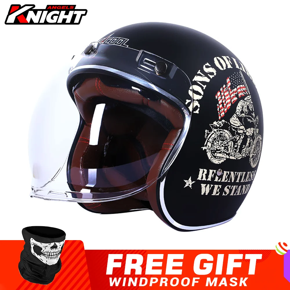 

Casco Moto Motorcycle Helmet Retro Half Helmet Motocross Accessories 3/4 Open Face Helmet Capacete De Moto Four Seasons