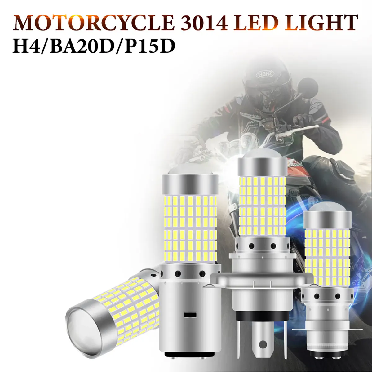 Motorcycle LED Headlights P15D H4 BA20D H6 LED Bulbs Lens 144SMD Super Bright 6000K White High Low Beams DRL Driving Light